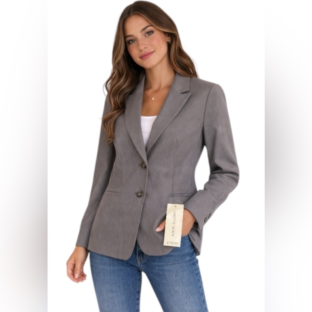 Ann Taylor Pinstripe Blazer Gray Size 8 New With Tag Career Jacket